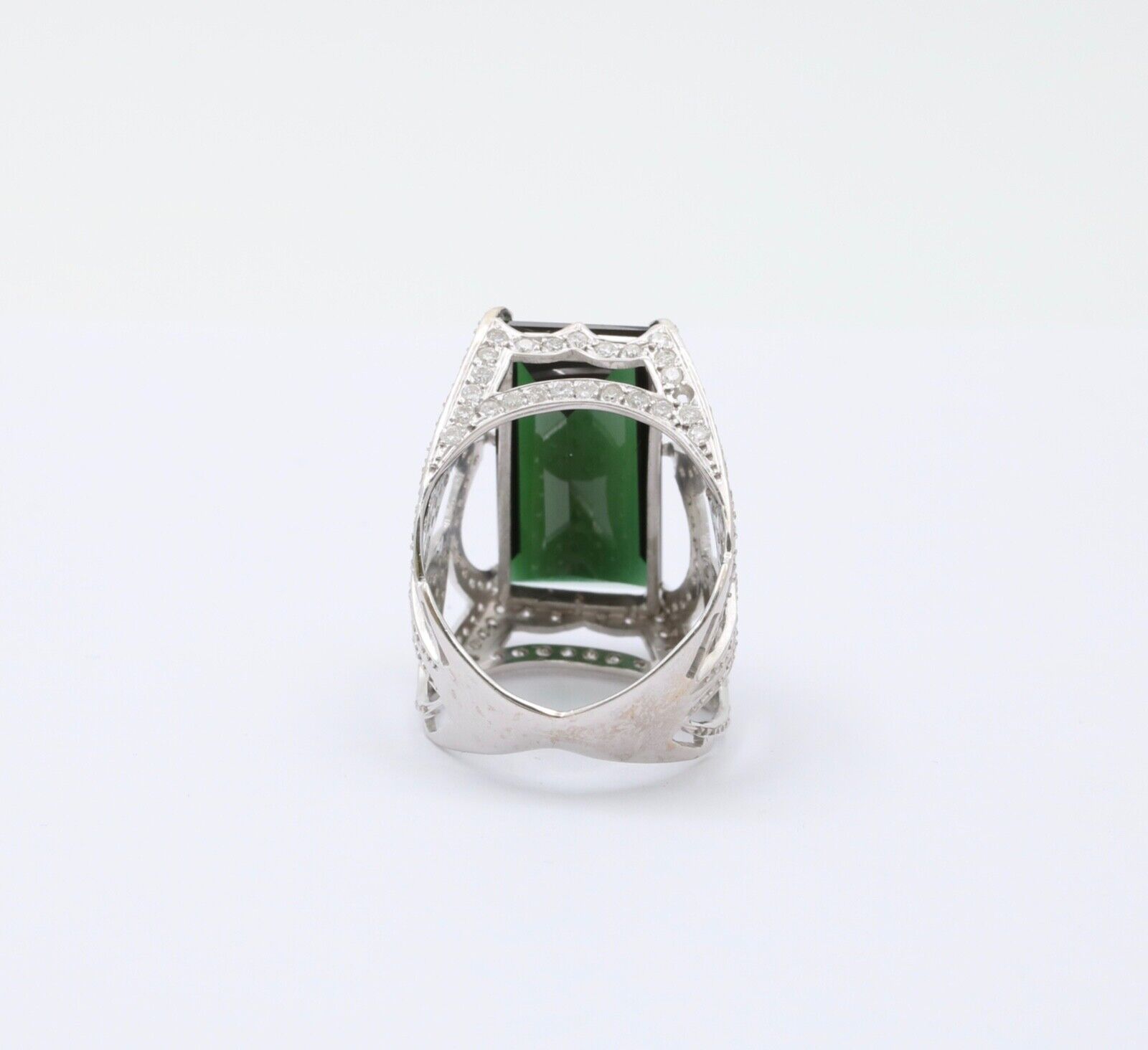 Vintage Elegant Green Tourmaline Diamonds 18K Whi… - image 7