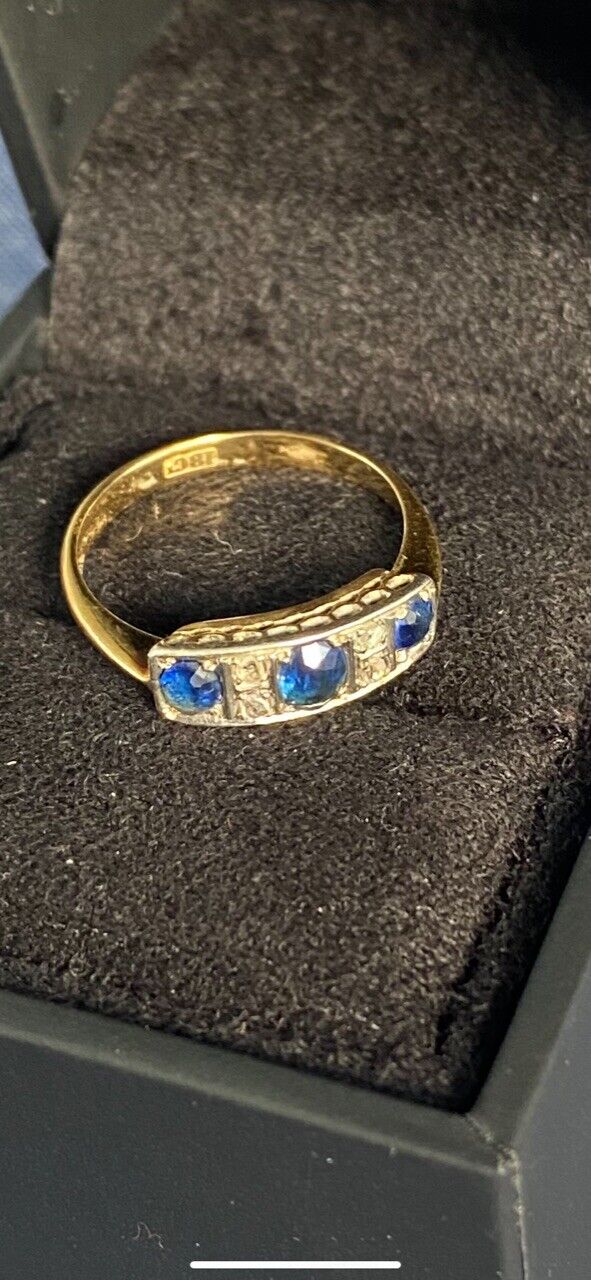 Edwardian Victorian Sapphire And Diamond Antique … - image 3