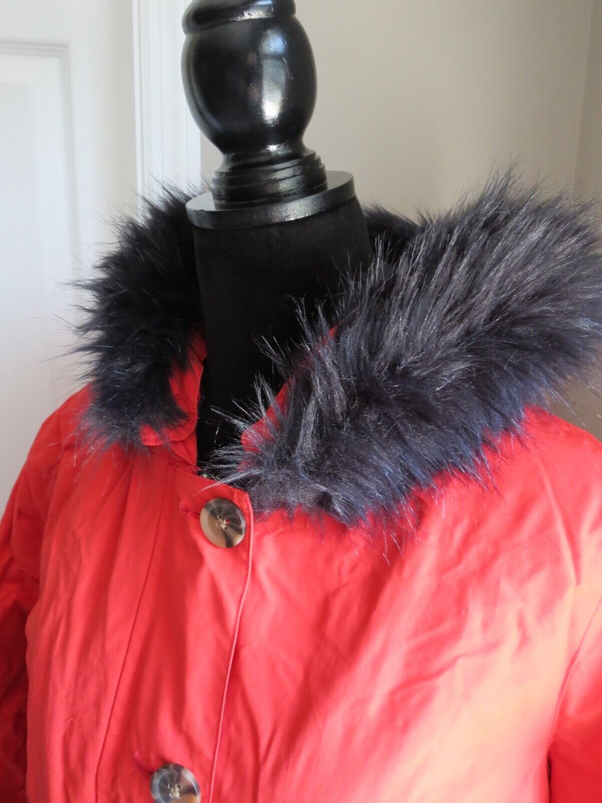 BODEN MASDEN RED COAT PARKA WITH BLACK FAUX FUR H… - image 3