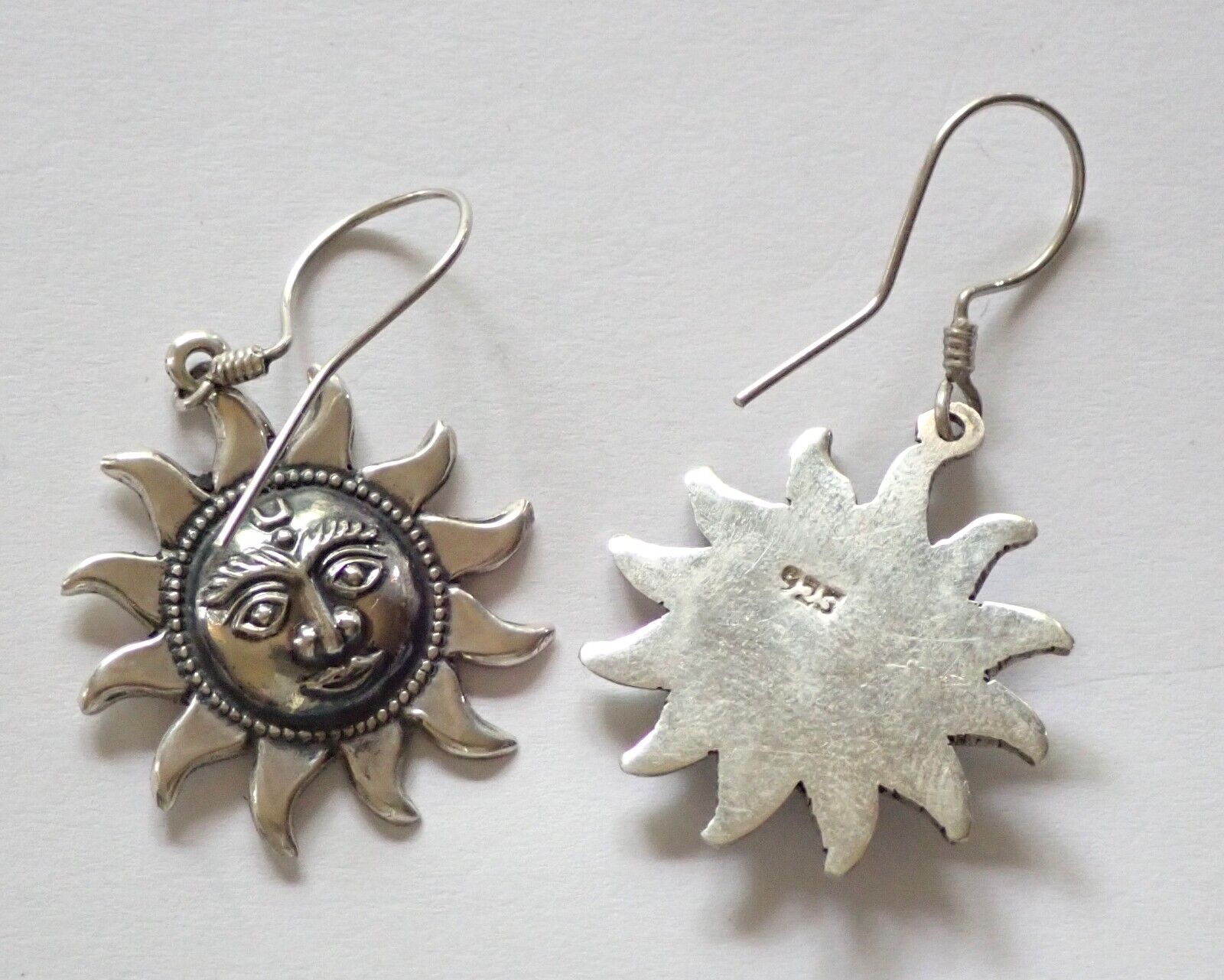 Small Thai Sterling Silver Sun Earrings Vintage 1… - image 3