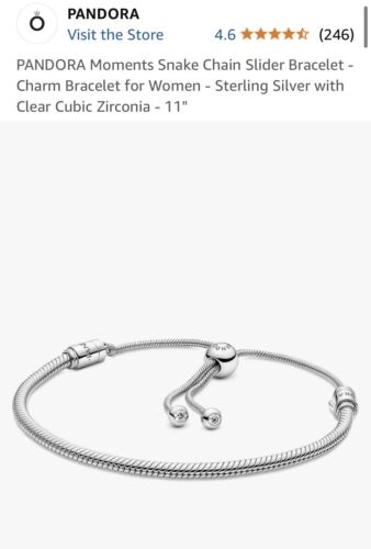 Pandora Moments snake chain bracelet 11” Sterling… - image 1