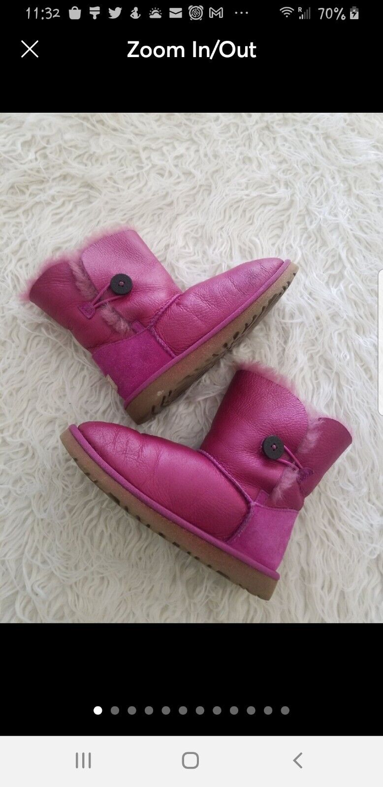 Womens UGG Pink metallic glitter Bailey Button Bo… - image 1