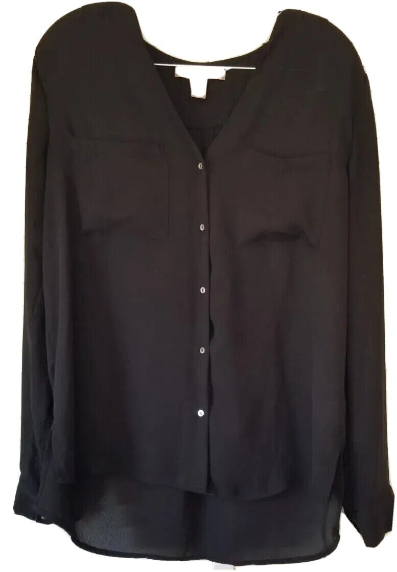 Forever 21 Contemporary Blouse  Black V Neck Roll… - image 3