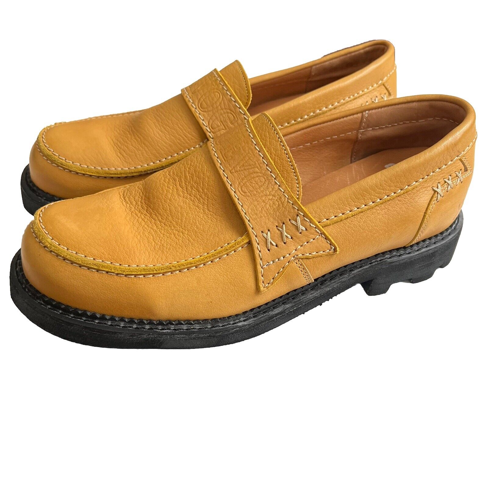 John Fluevog Mens Chunky Loafers Size 9 Yellow Le… - image 4