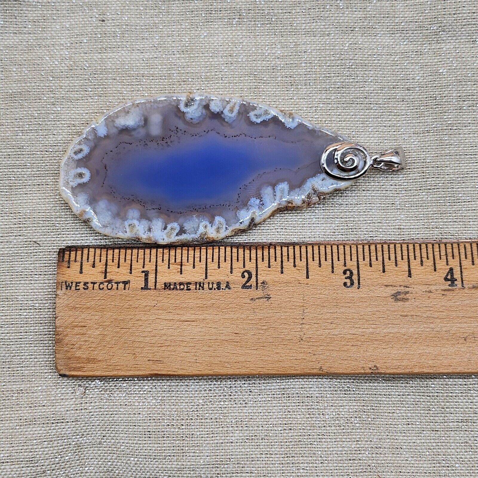 Sterling Silver 925 Ocean Blue/Lavender Agate Sli… - image 5