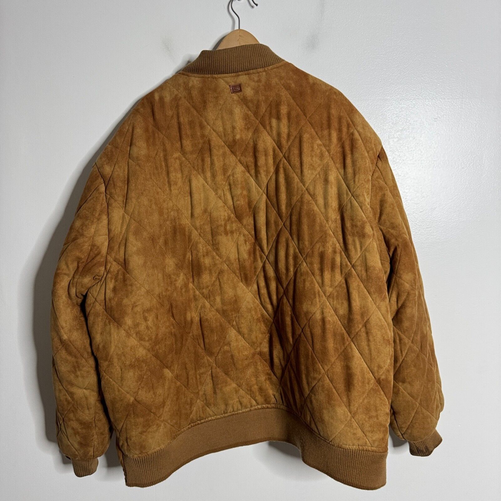 Vtg 90s Ecko Puffer Coat 3XL Mens Brown Faux Sued… - image 5