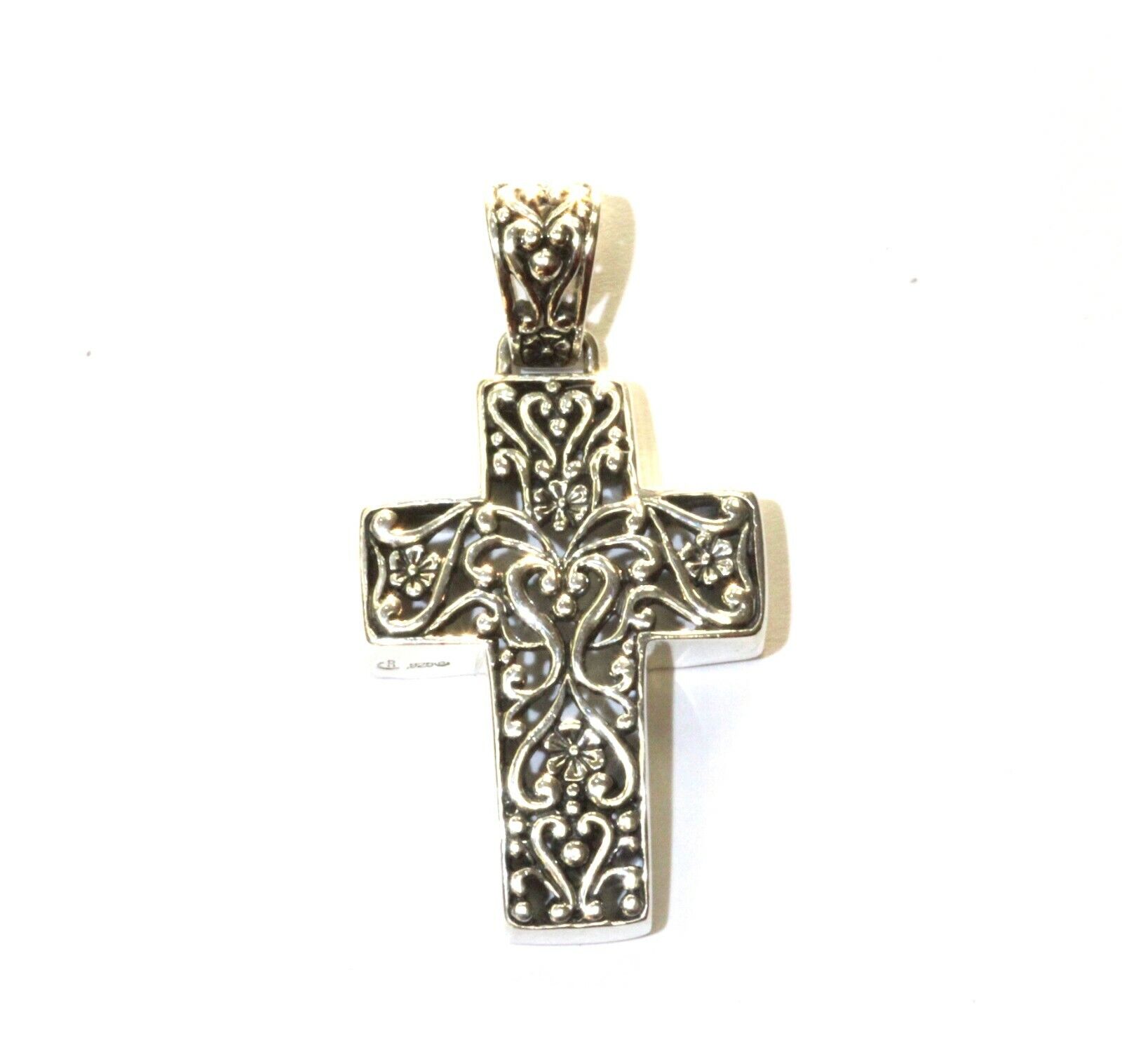 925 sterling silver large antique cross pendant 1… - image 2