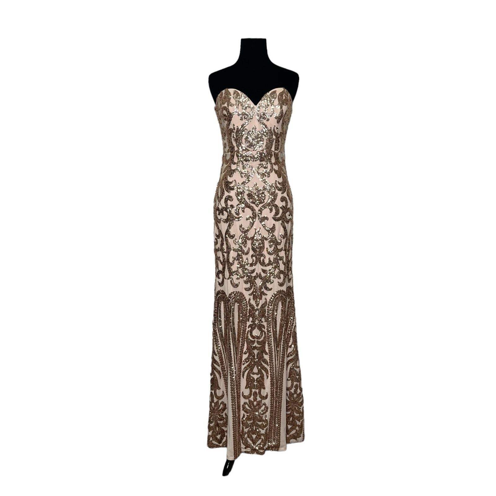 Lulus Rebecca Rose Gold Strapless Sequin Maxi Dre… - image 8