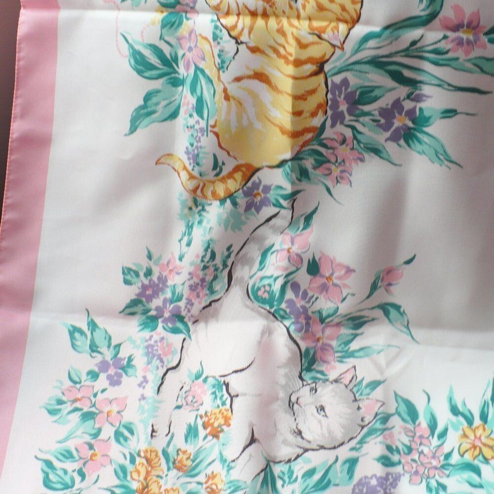 ❤️ Authentic Vintage Scarf Rare 1980 Avon Kittens - image 5