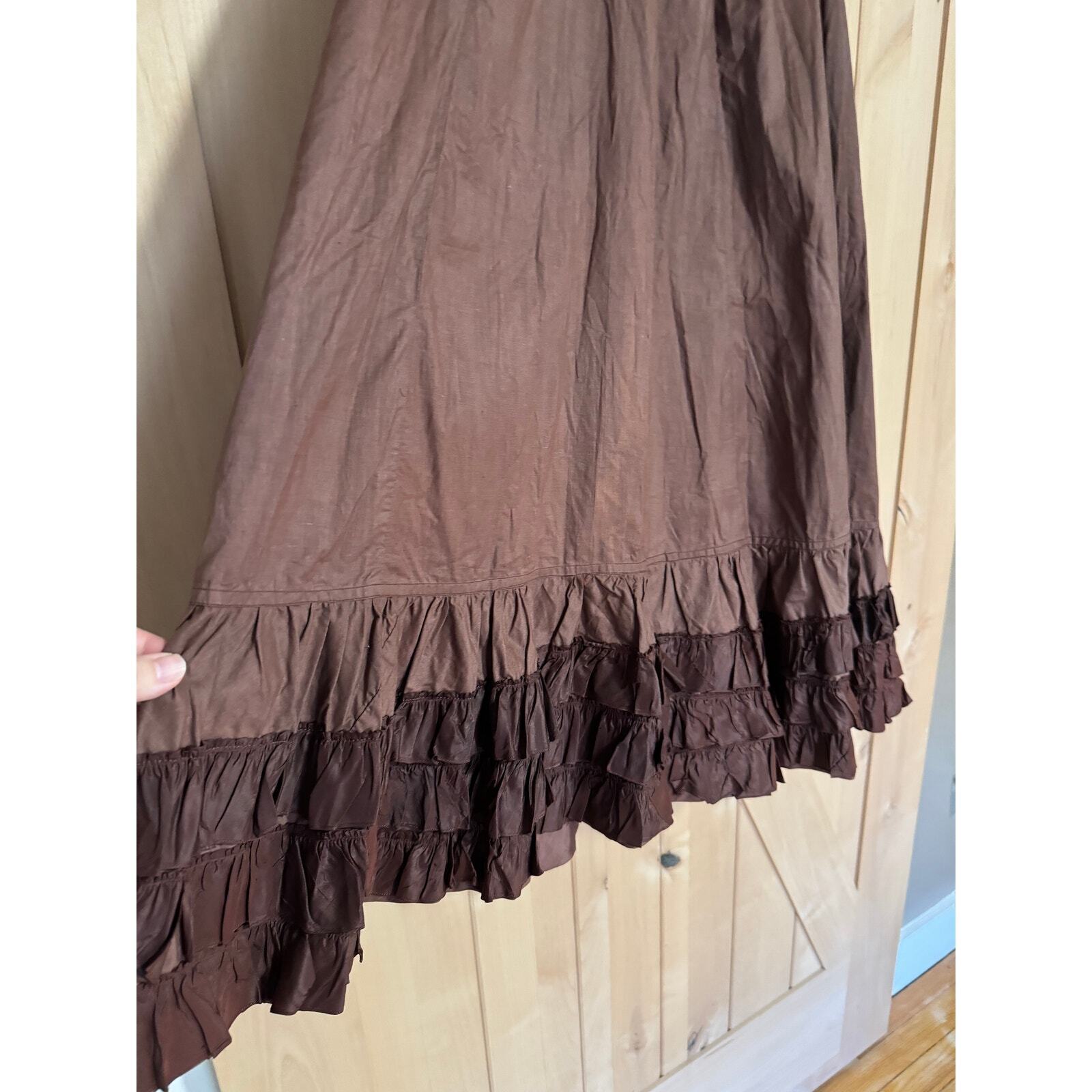 Antique 1800s Victorian Brown Ruffled Petticoat/U… - image 5