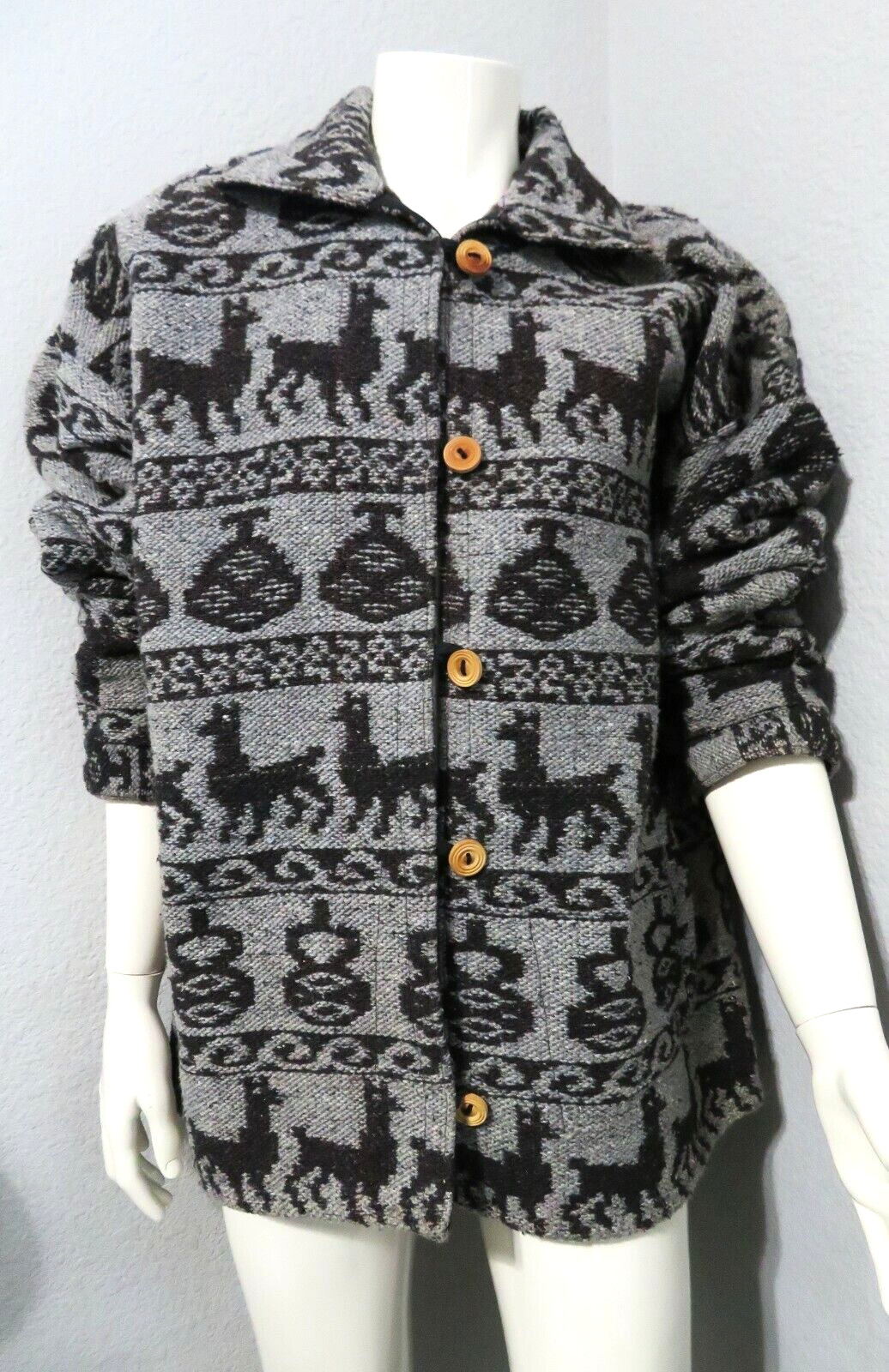 Handmade Alpaca Wool Blend Jacket Ladies Large Bu… - image 7