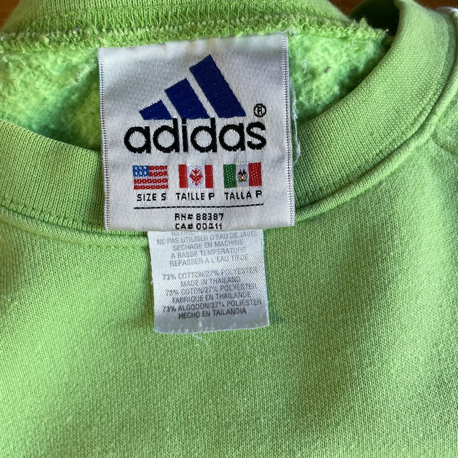 Y2K Adidas Green Spellout Sweatshirt Size S Varsi… - image 9