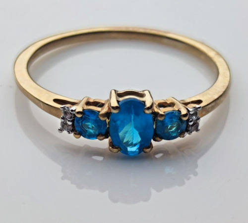 9ct Bague or Jaune Apatite Et Zircon Bague TAILLE… - image 1