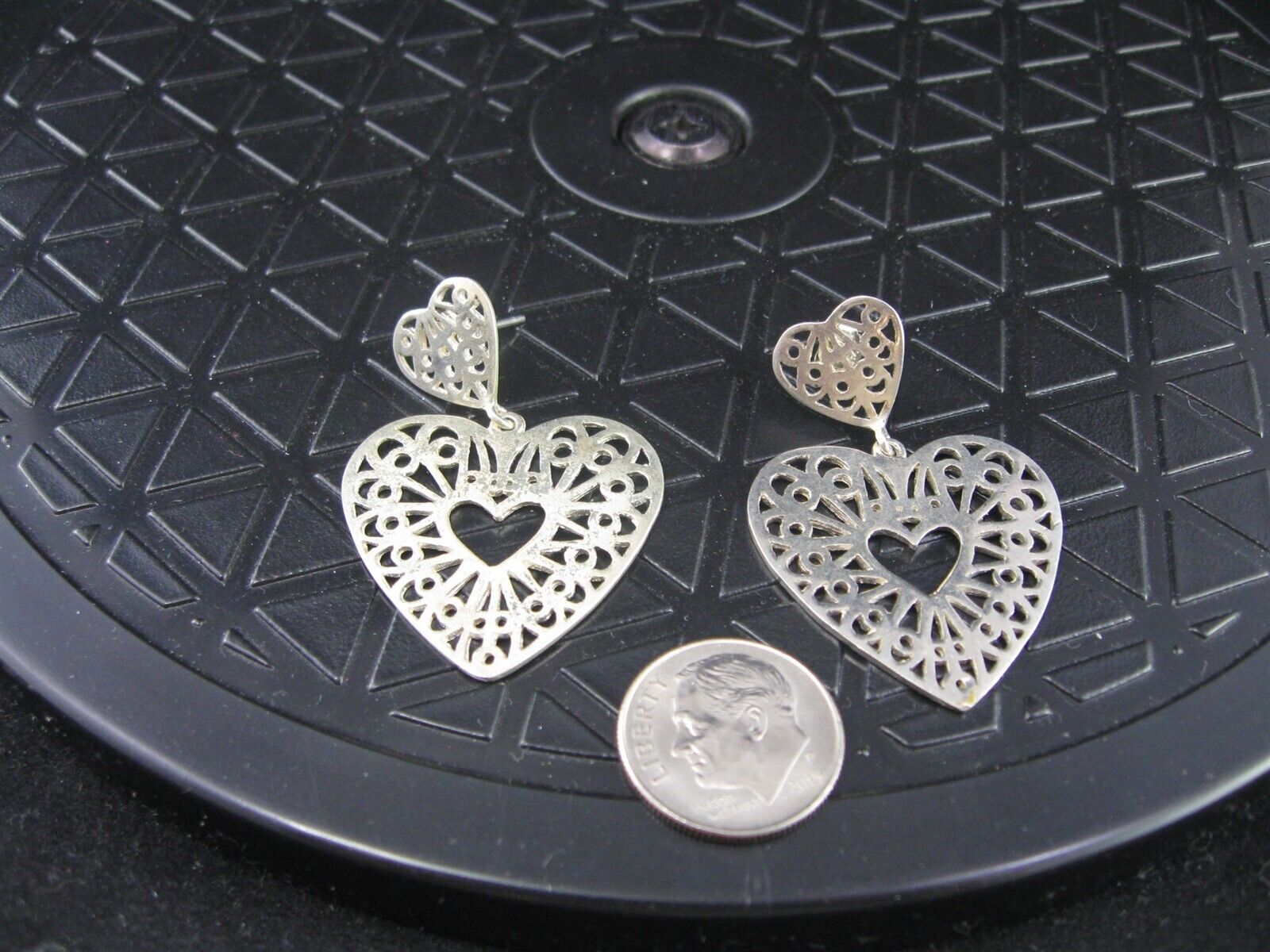 Cut Out Heart Sterling Silver 925 Dangle Earrings - image 7