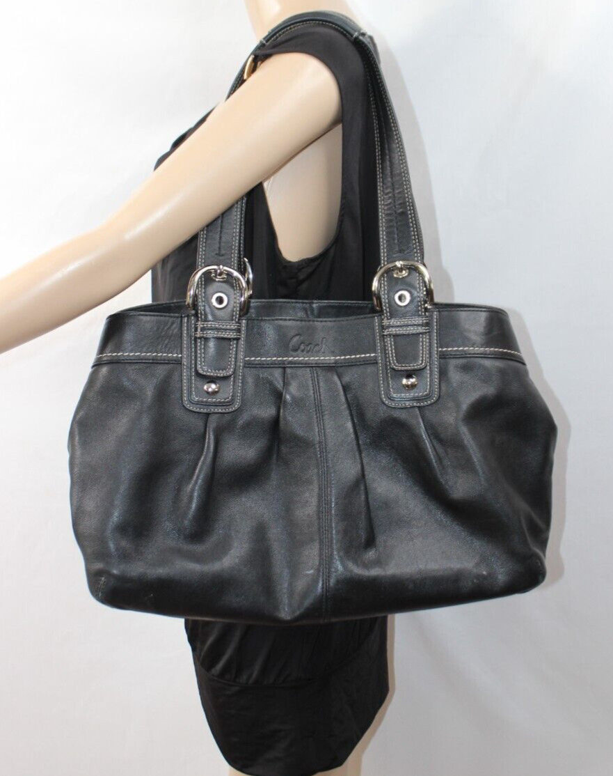 Coach Black Pleated Leather Soho Large Shoulder H… - image 1