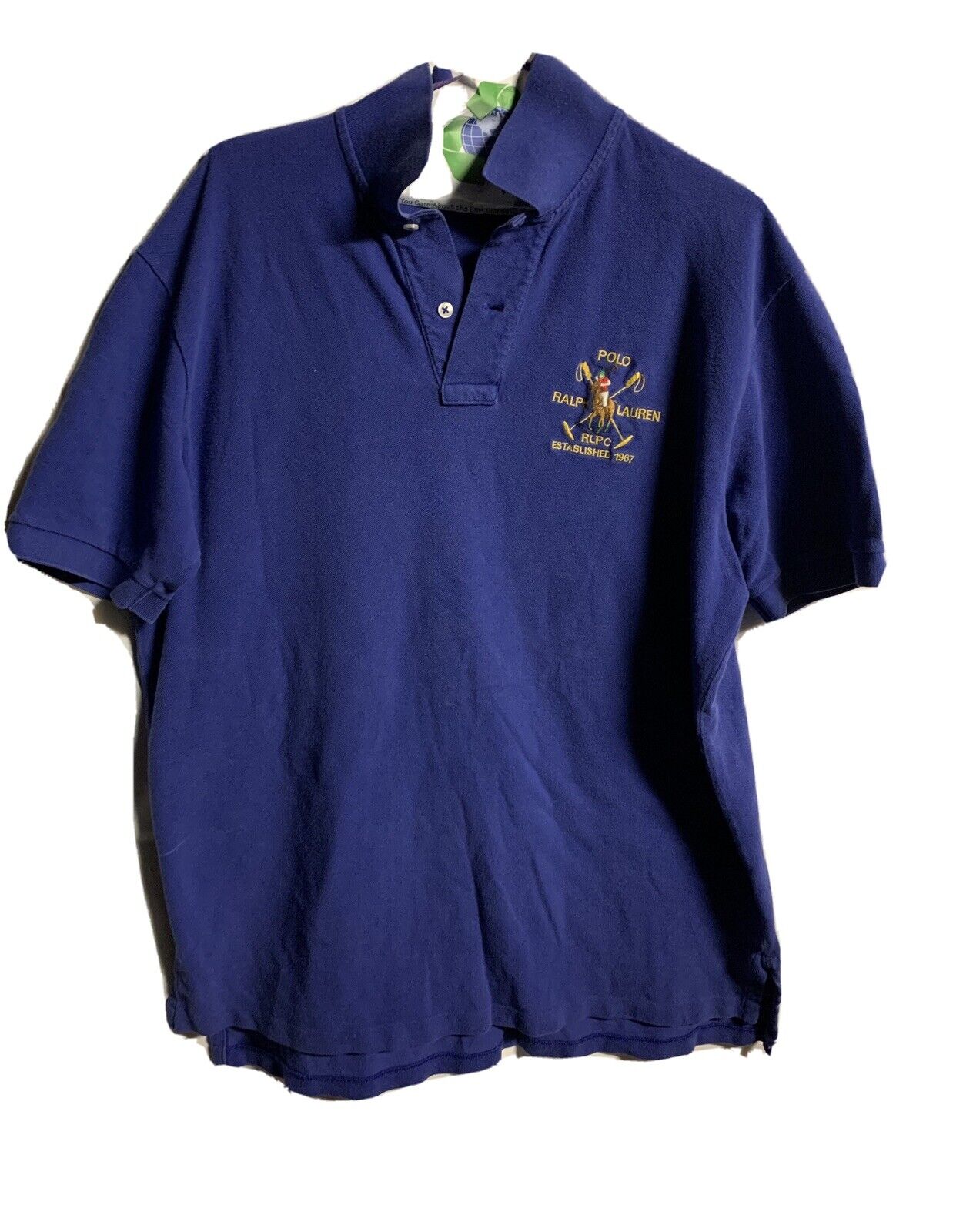 Rare Vtg  POLO Ralph Lauren Logo Polo Shirt Blue … - image 1