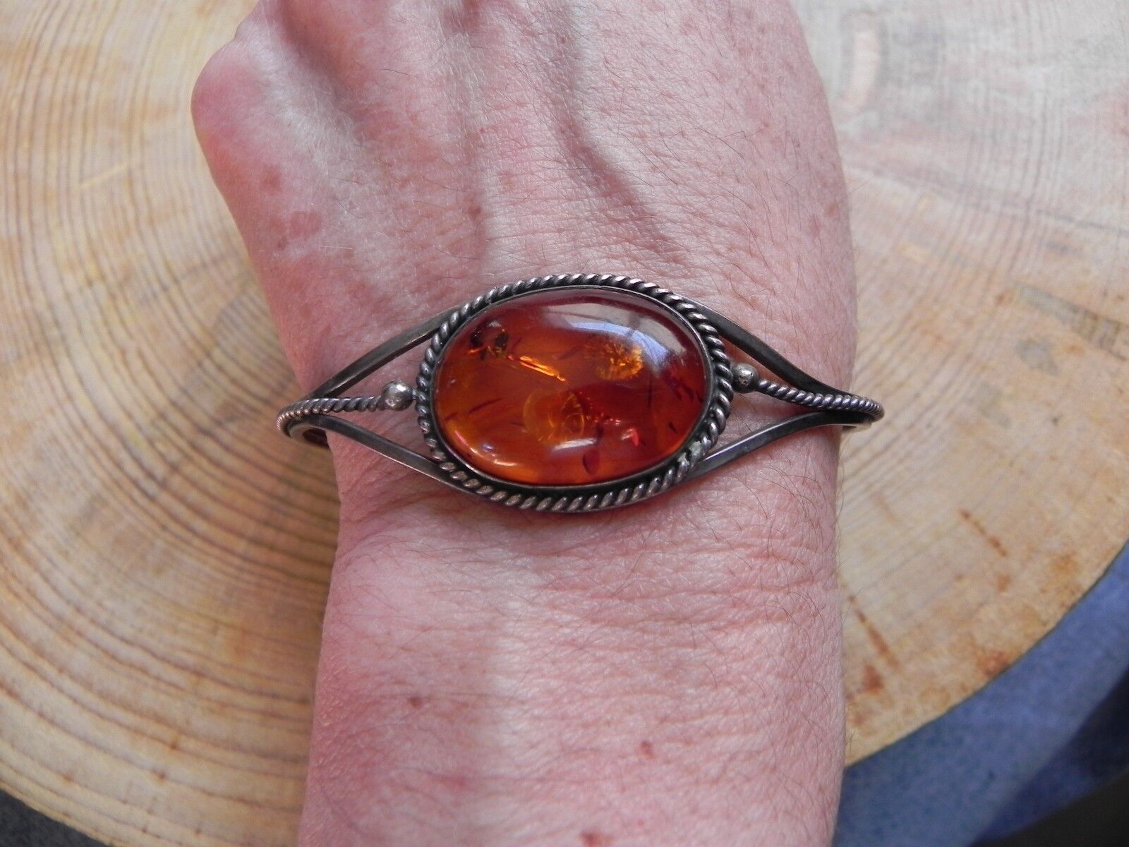 Amber & Sterling Silver .925 Cuff Bracelet - image 5