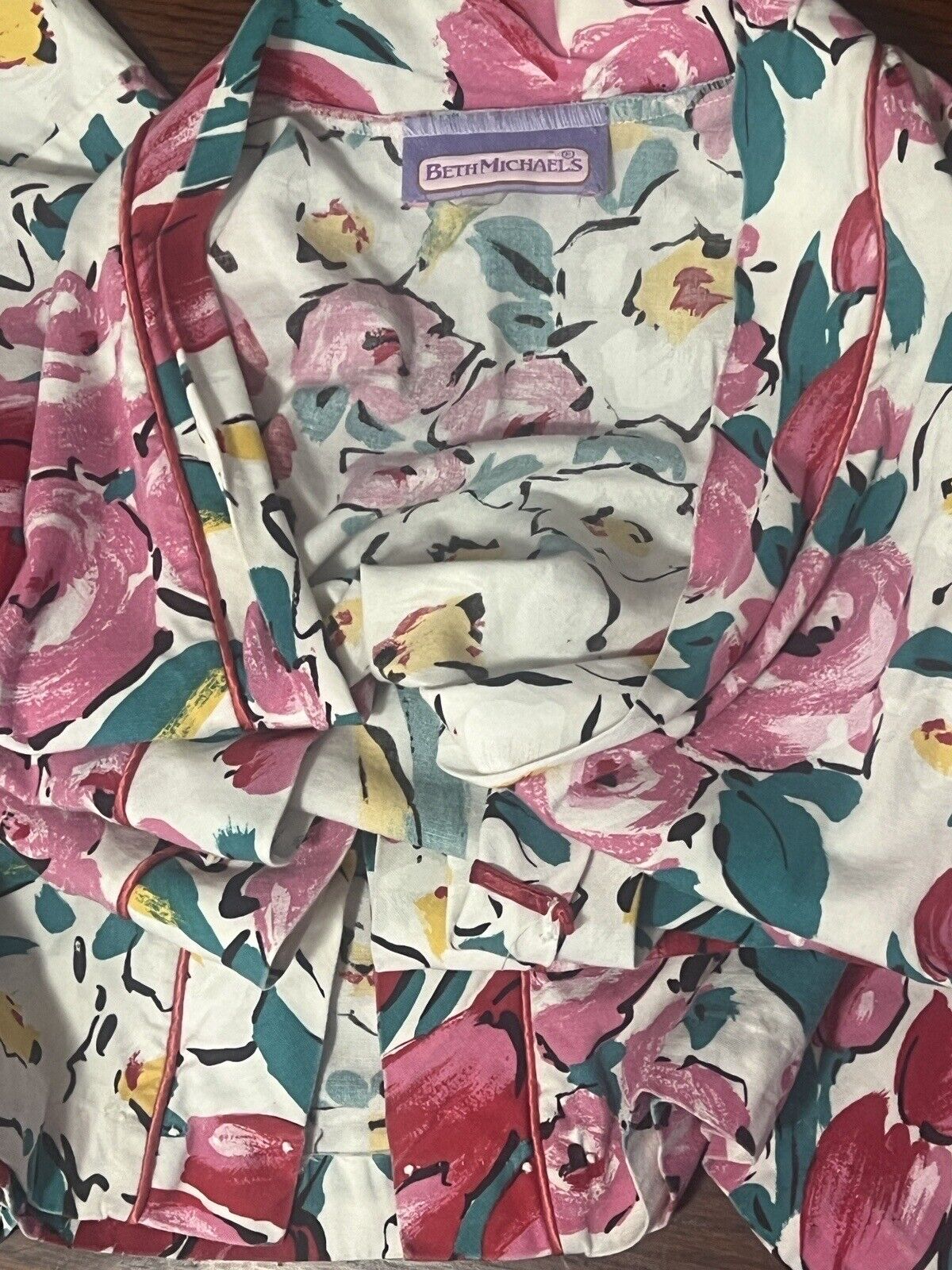 Pink Tulip Rose Floral Print Robe Boho Beach Cove… - image 7