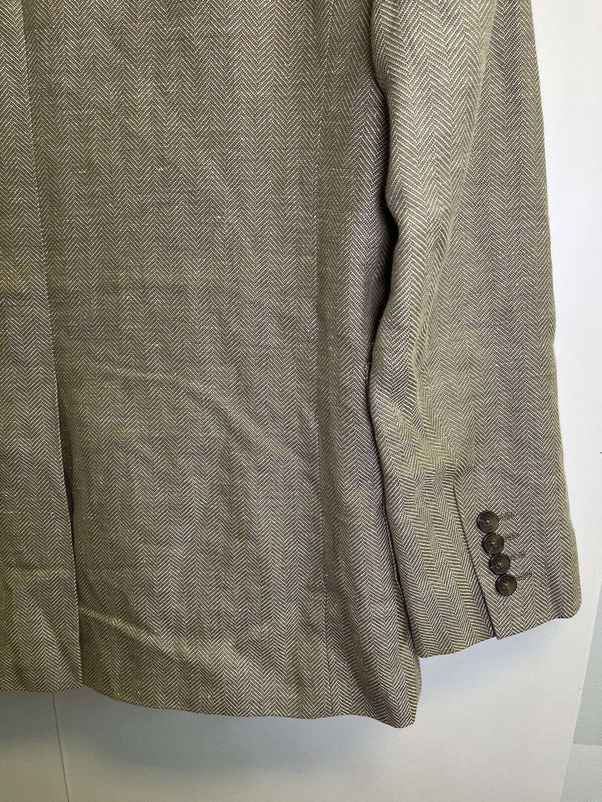 Stafford Sport Coat Mens 42L Linen & Wool Herring… - image 11