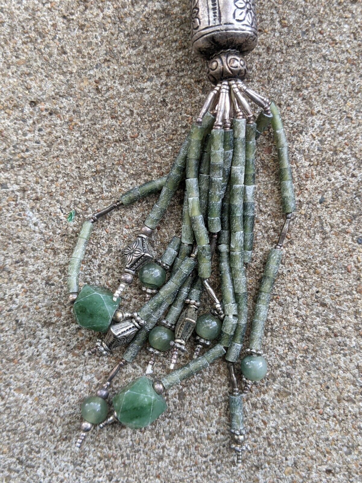 Nepalese Tibetan Huge Handmade Jade Necklace Bohe… - image 2