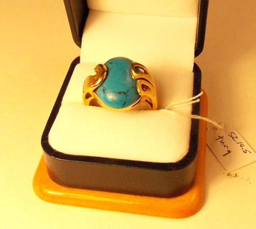 Kiam Family Lia Sophia Turquoise w gold tone ring… - image 1