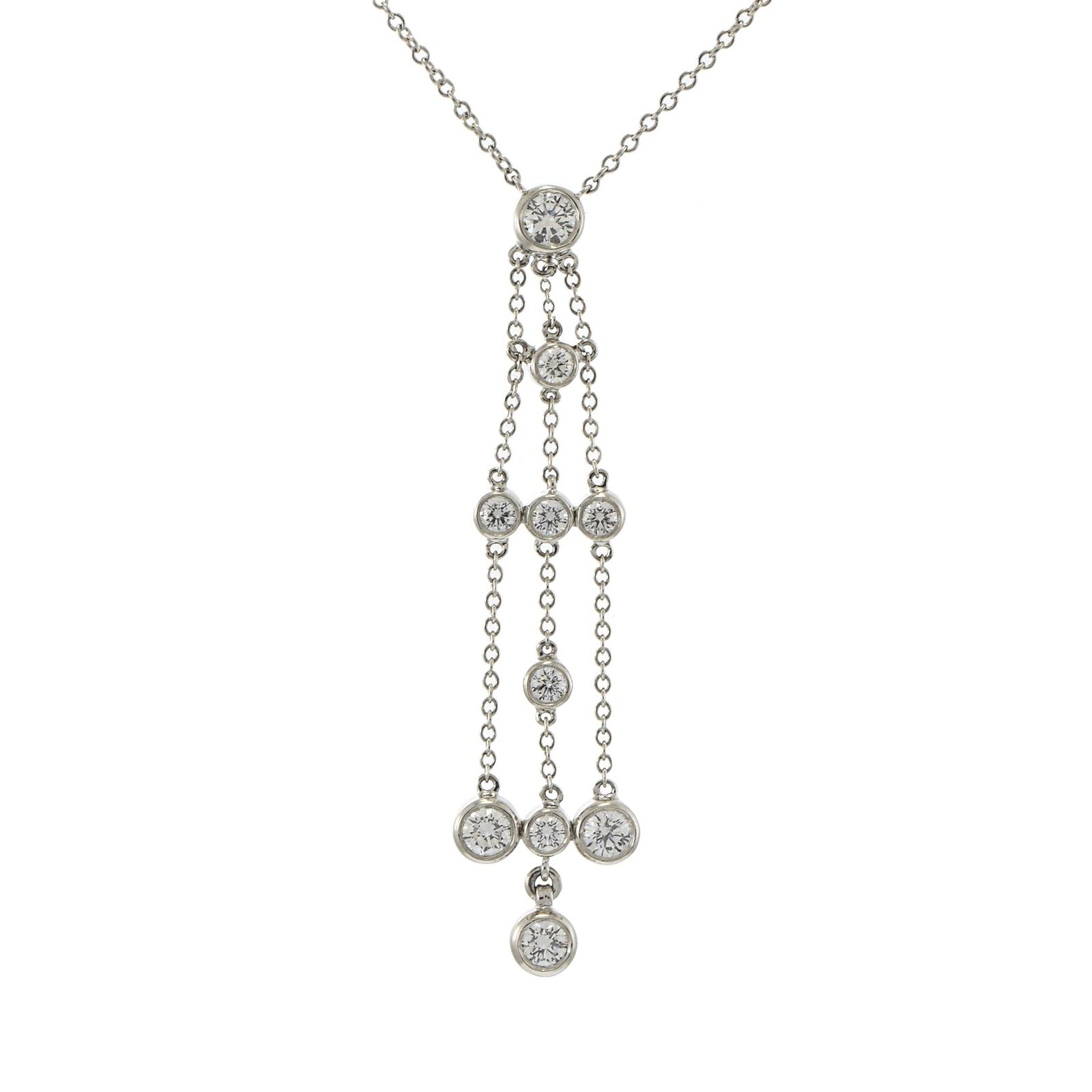 Signed Tiffany & Co. Platinum and Diamond Necklace - image 1