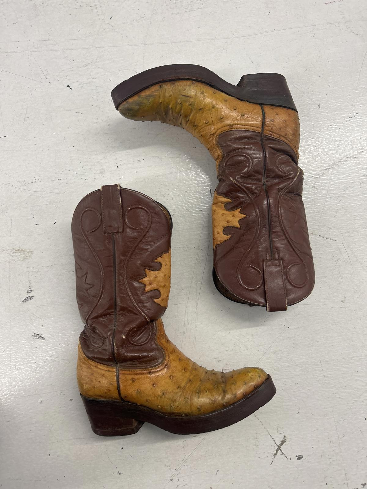 Vintage Cowboy Boots - Unique Yellow & Brown Leat… - image 6