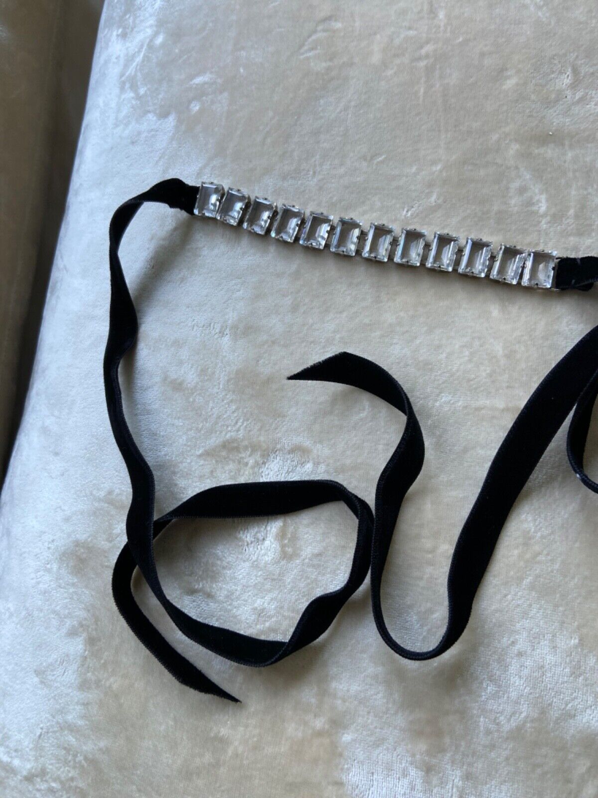 YSL Vintage Rhinestone Choker Necklace with Velve… - image 3