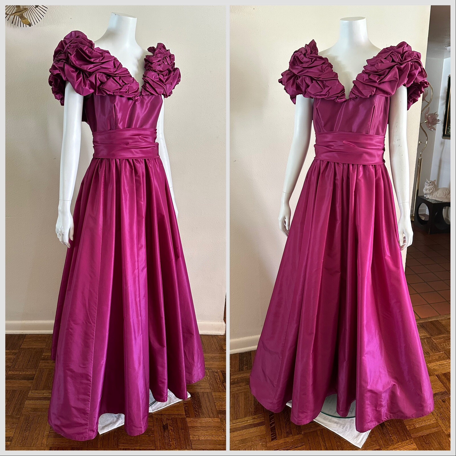 1980s Victor Costa Taffeta Dress Formal Pageant H… - image 6