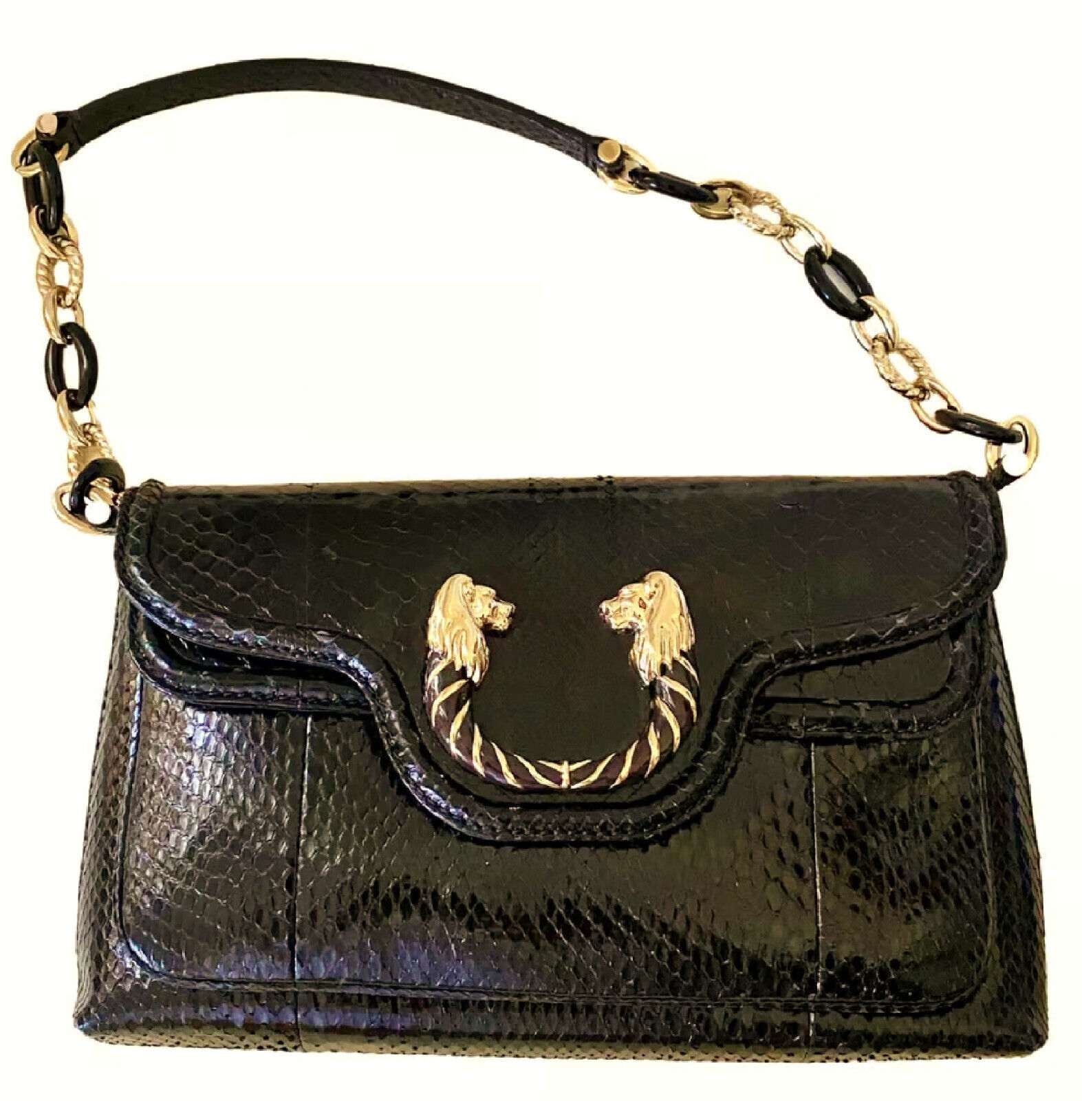 BVLGARI ~ RARE * LIMITED black  Real snakeskin Ha… - image 12