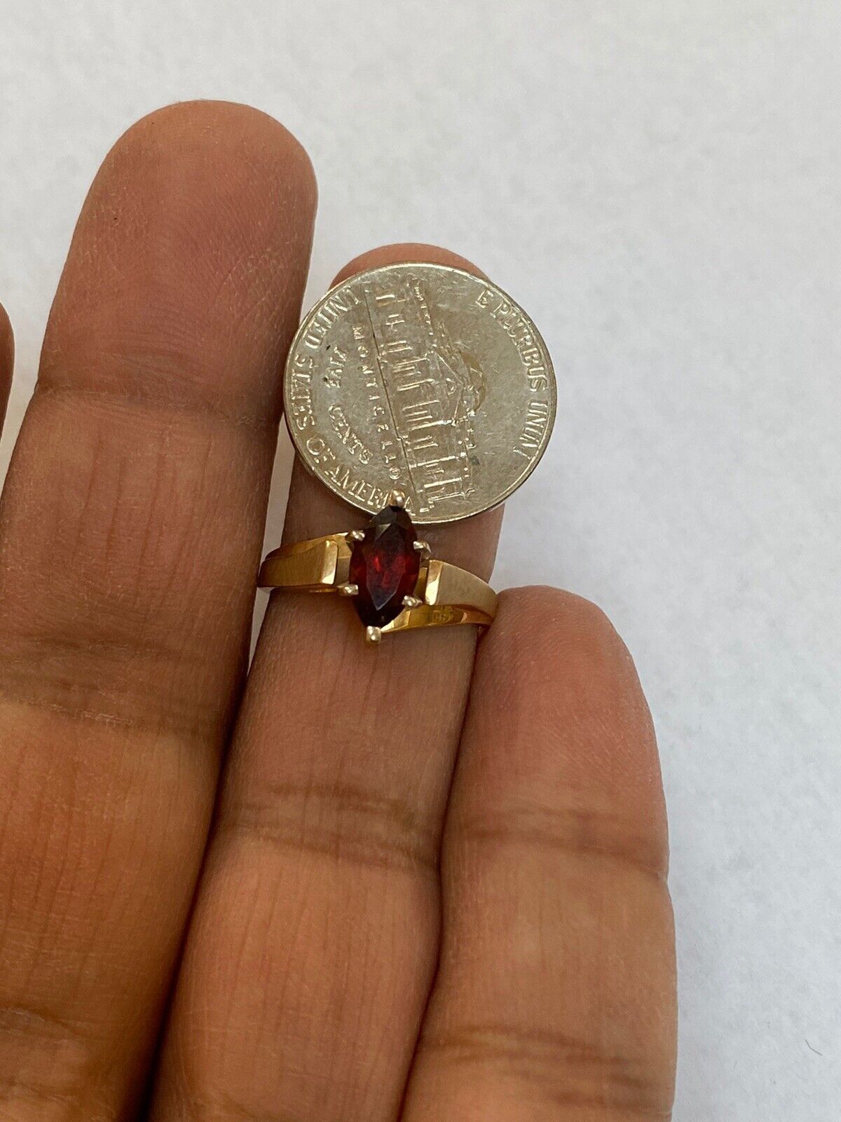 DESIGNER T&C 10K YELLOW GOLD  MARQUIS CUT GARNET … - image 6