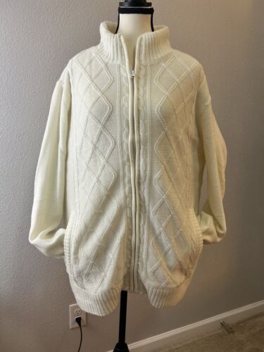 Vintage Haband Mens Sz Large Cream Zip-Up Sherpa L