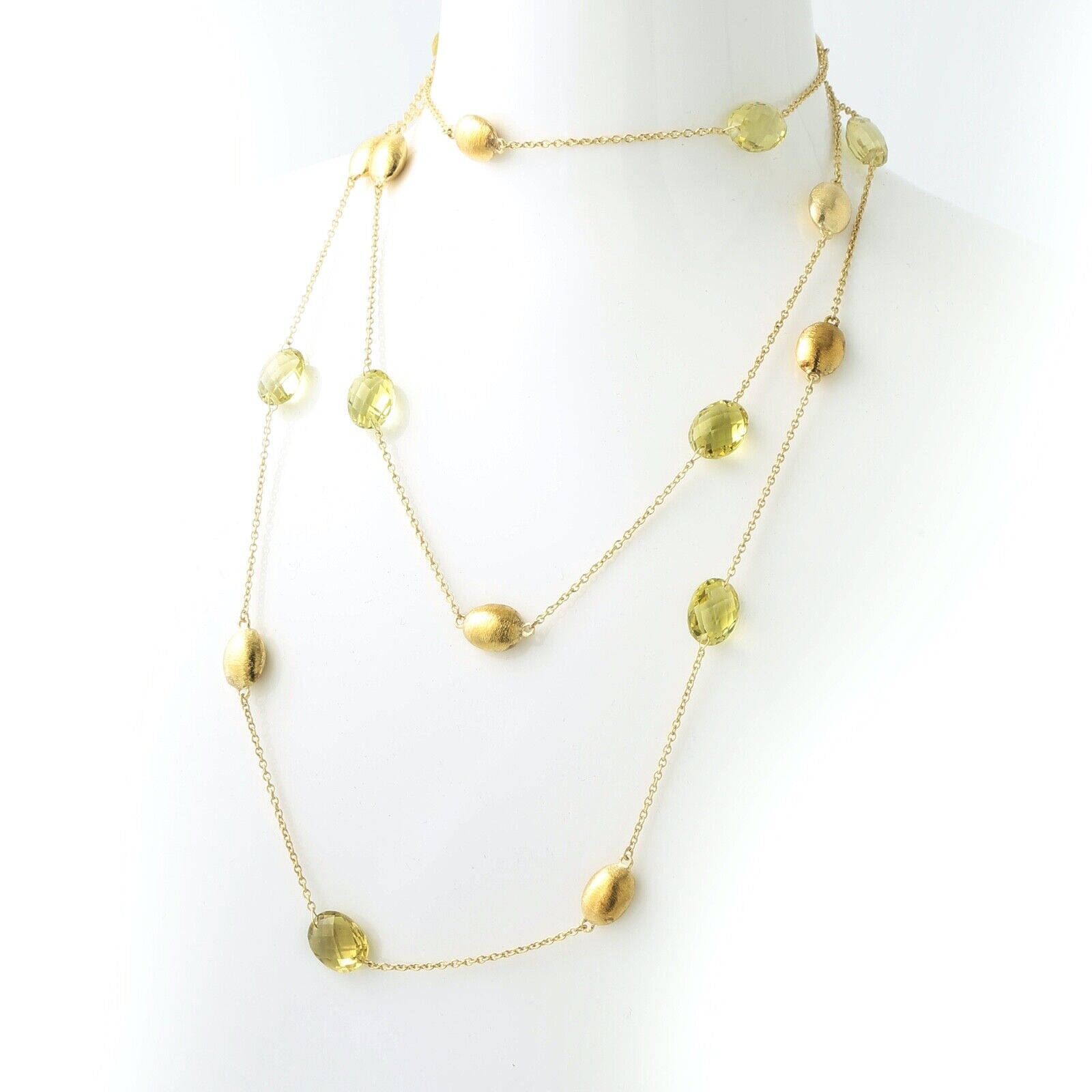 18K Yellow Gold Faceted Citrine Station Necklace - image 4