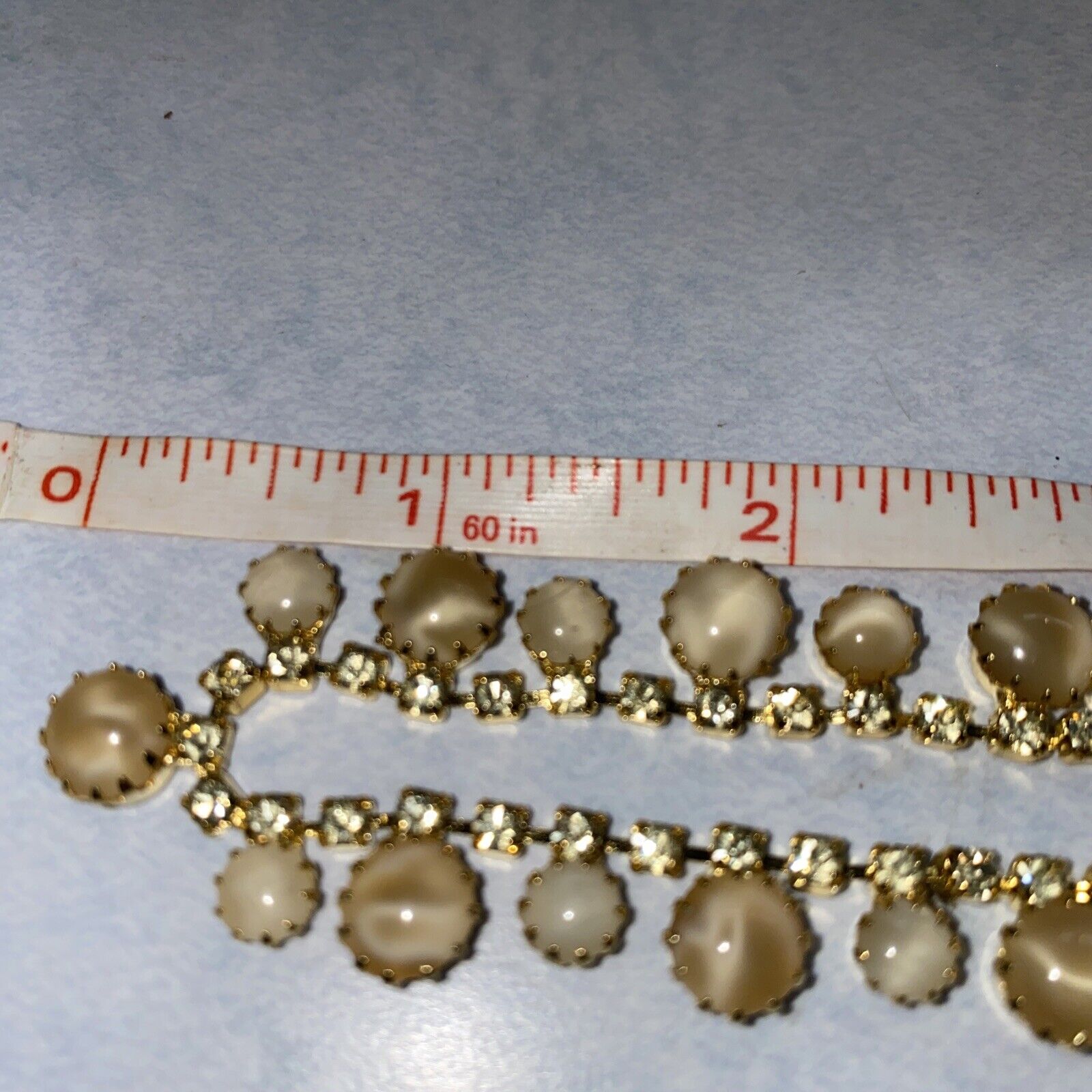 VTG Champagne RHINESTONE &  GLASS MOONSTONE  COBA… - image 10