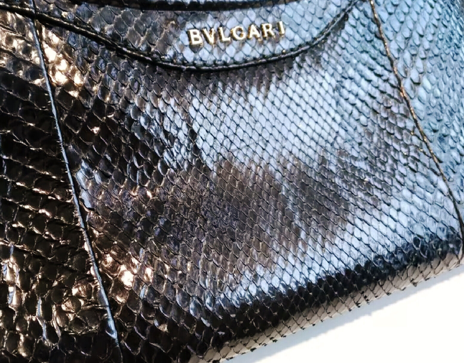 BVLGARI ~ RARE * LIMITED black  Real snakeskin Ha… - image 3