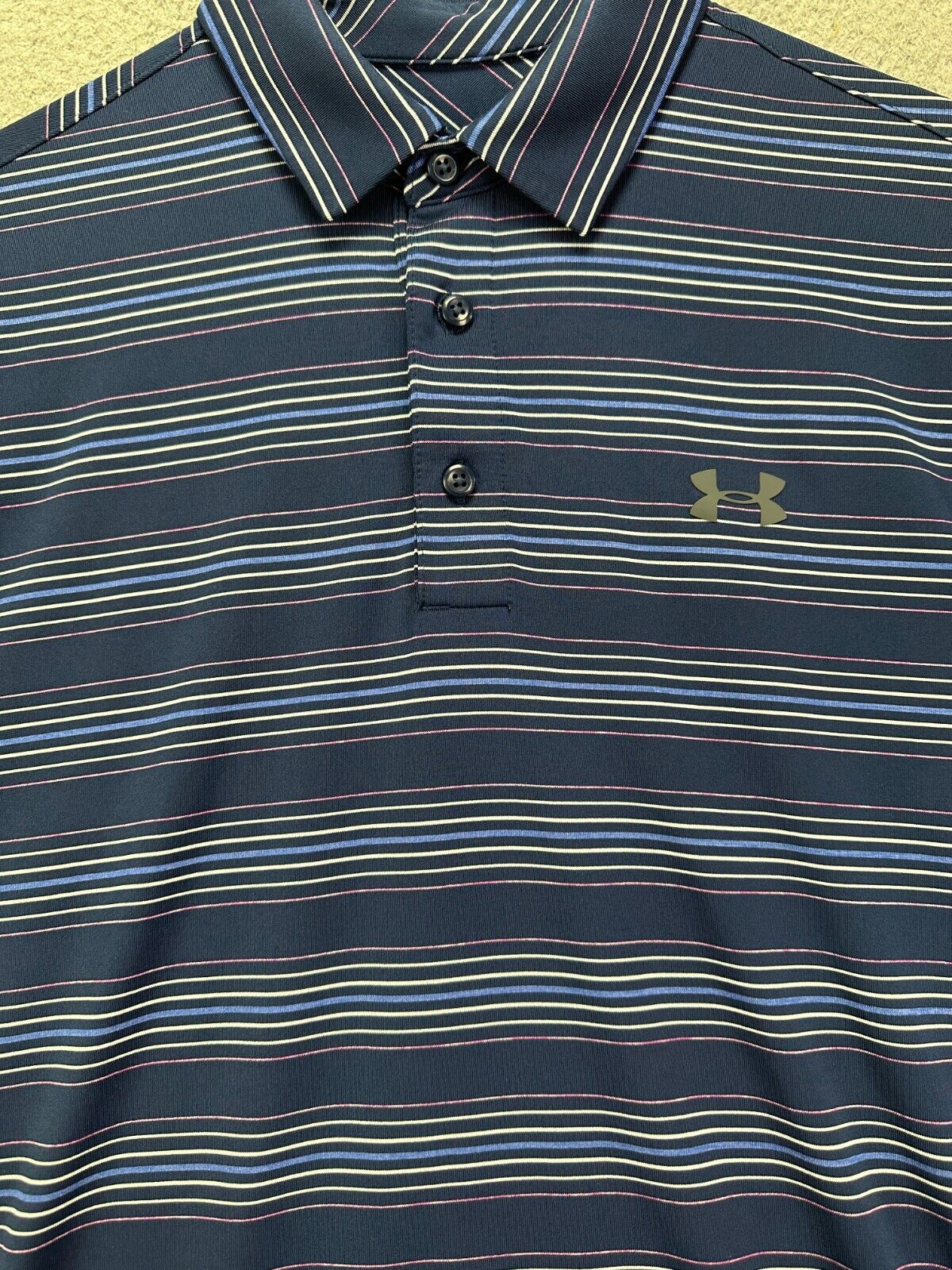 Under Armour Shirt Men Medium HeatGear Blue Strip… - image 6