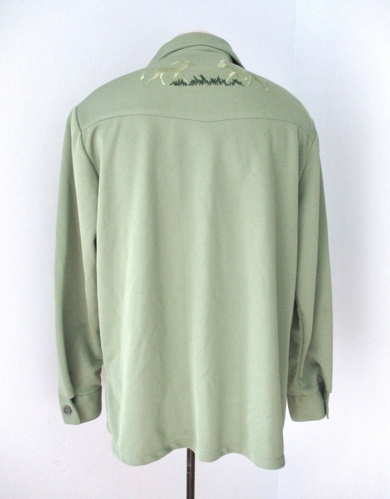 Vtg 70s sage green poly knit leisure jacket embro… - image 5