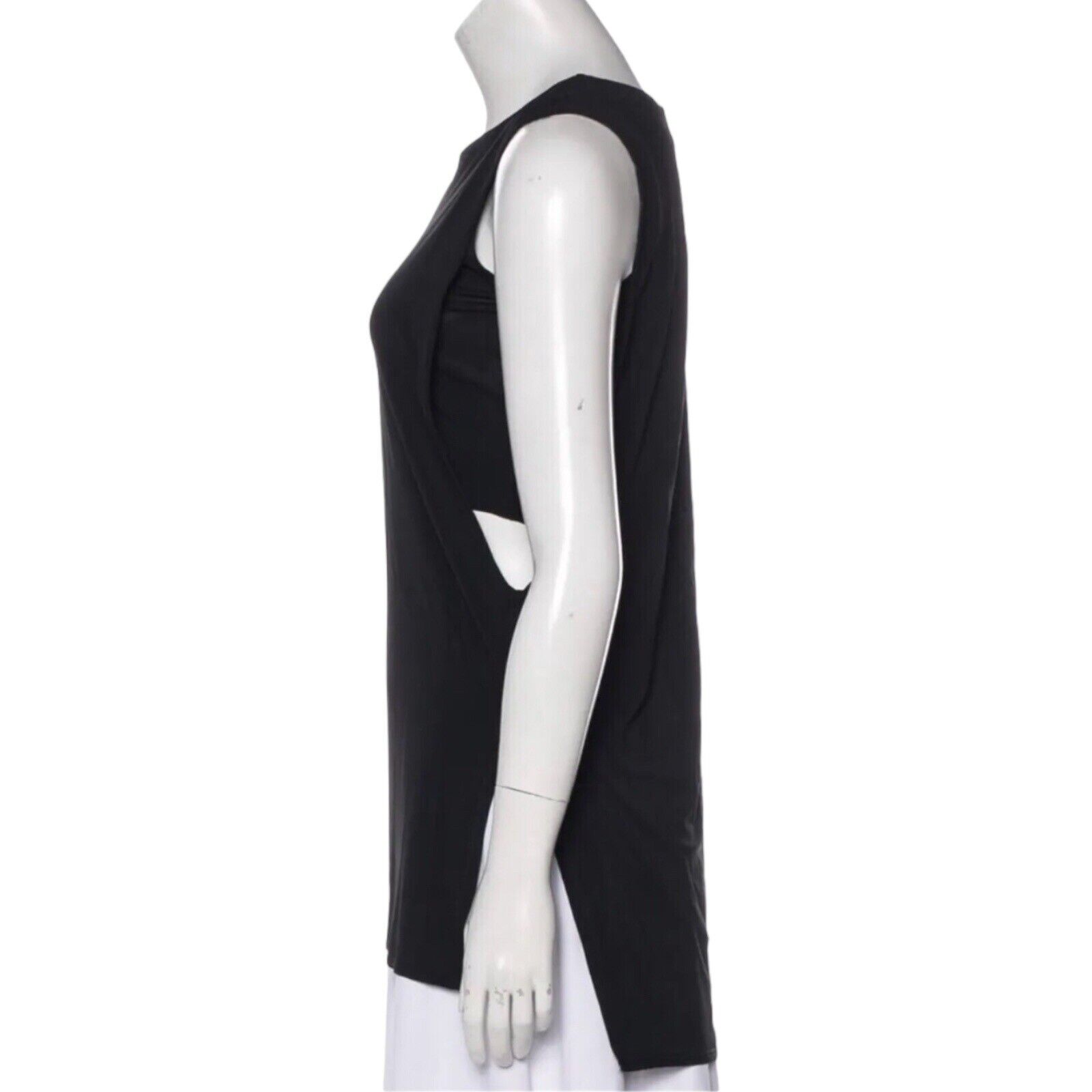 Helmut Lang Jersey Hi-Low Tunic Tank Top Black Sl… - image 9