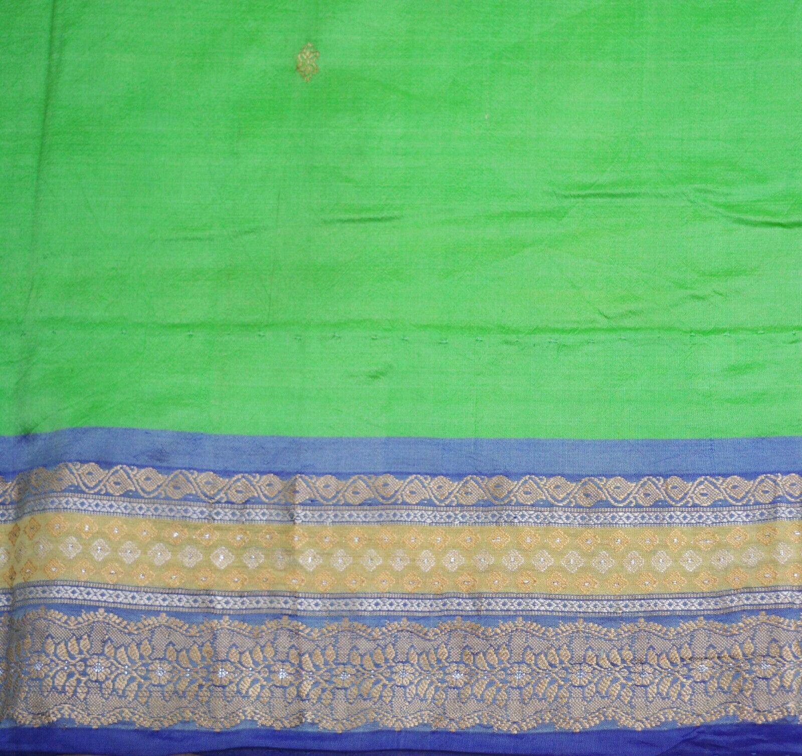 Vintage Heavy Saree Blue & Green Pure Silk Hand W… - image 14