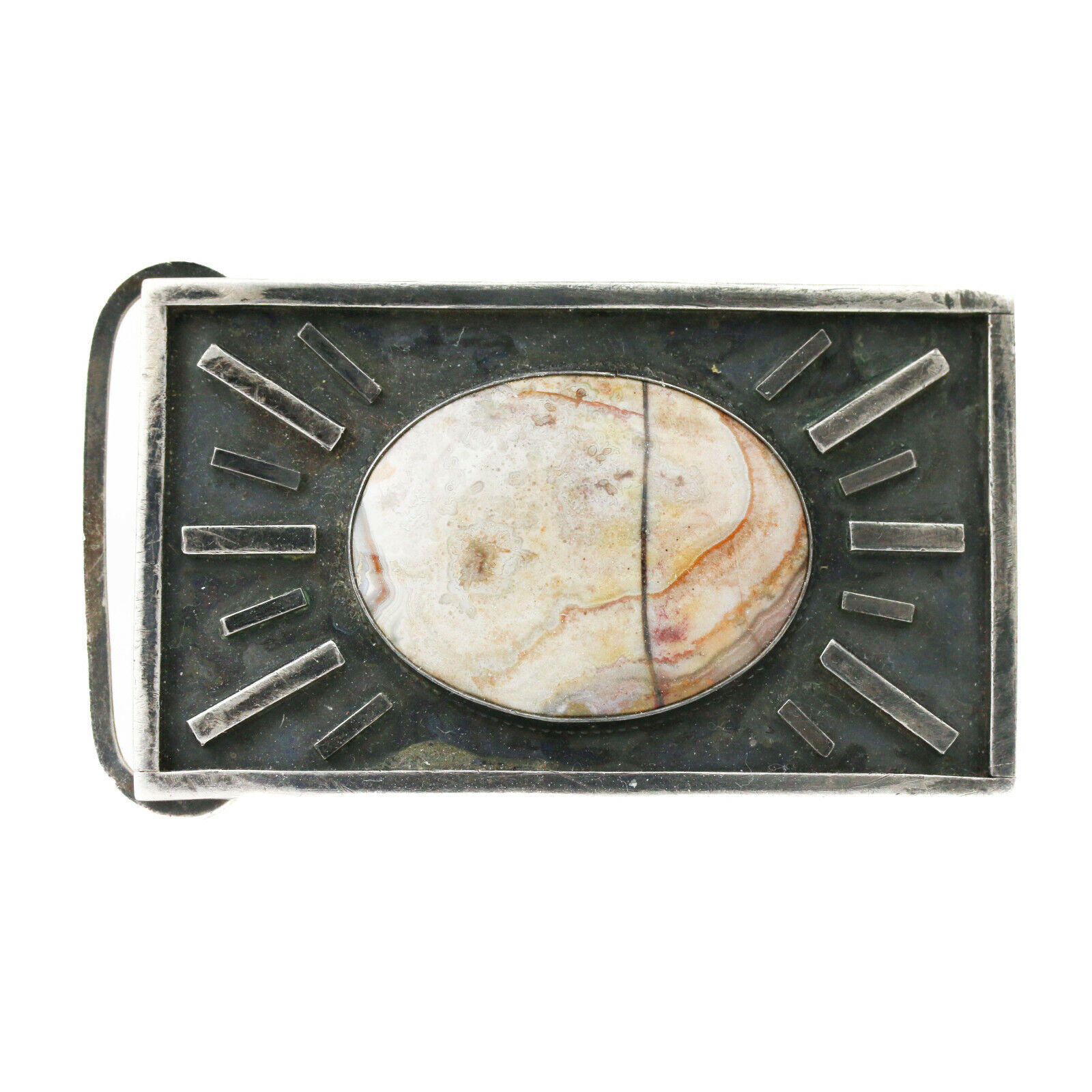 Stunning Vintage Modernist Sterling Silver Jasper… - image 1