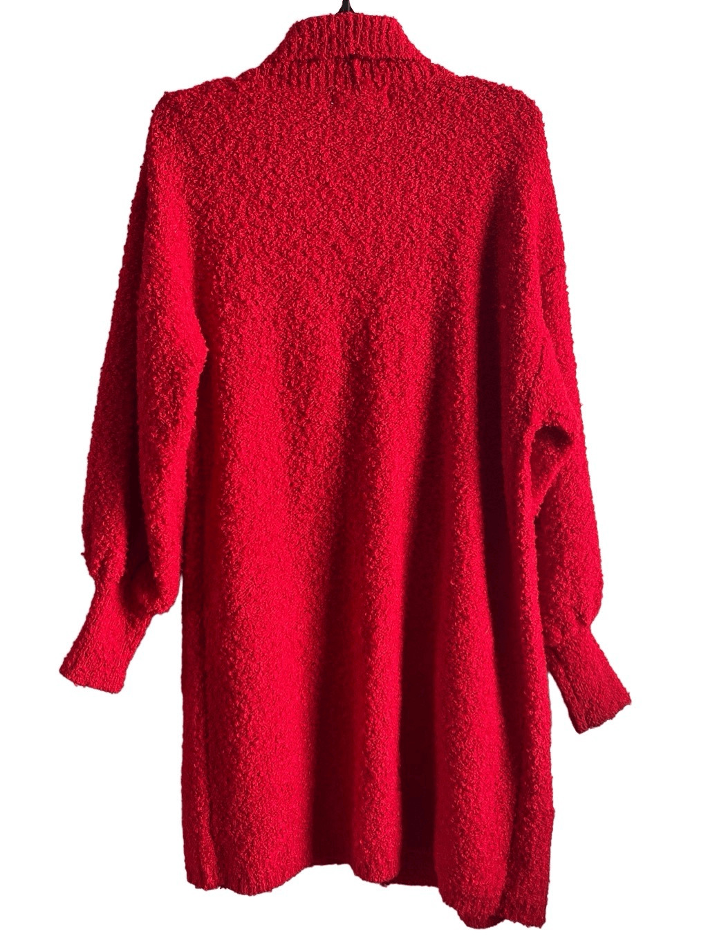 B2 80s Vintage Cherry Red Boucle Chunky Knit Ball… - image 2