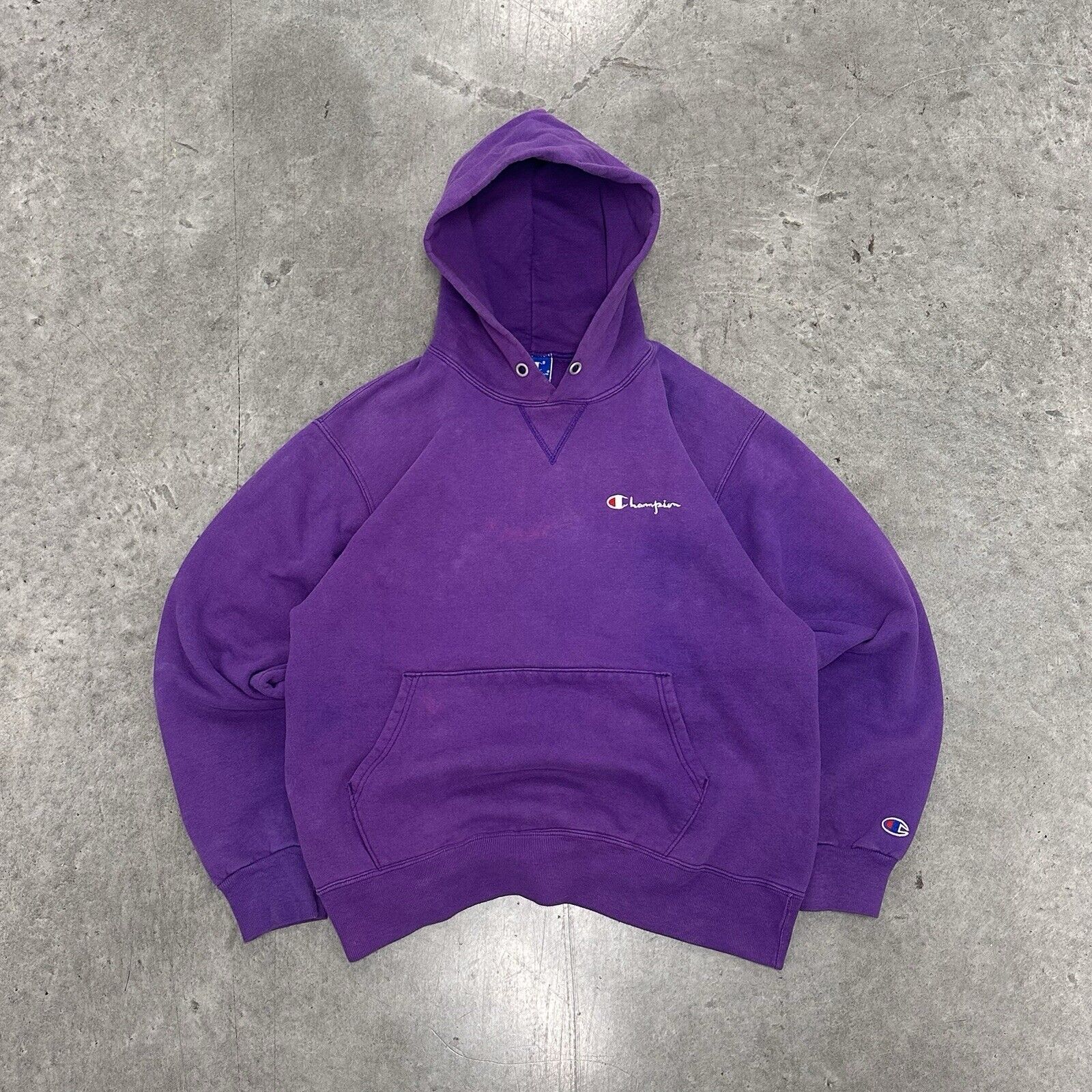 VTG 1980s Champion Faded Purple Hoodie Sweatshirt… - image 6