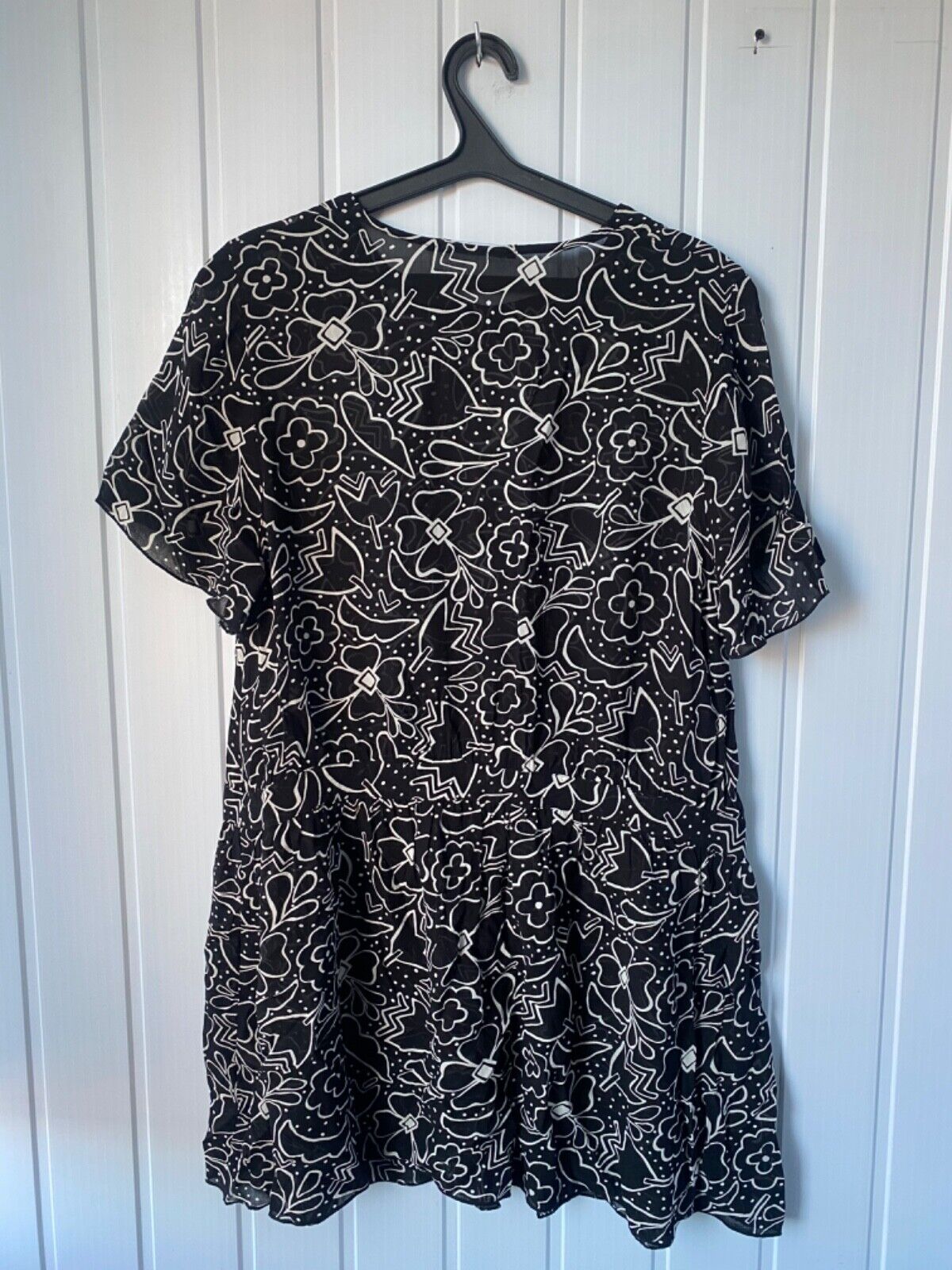 Gudrun Sjoden Floral Black White Mini Dress Size M - image 6