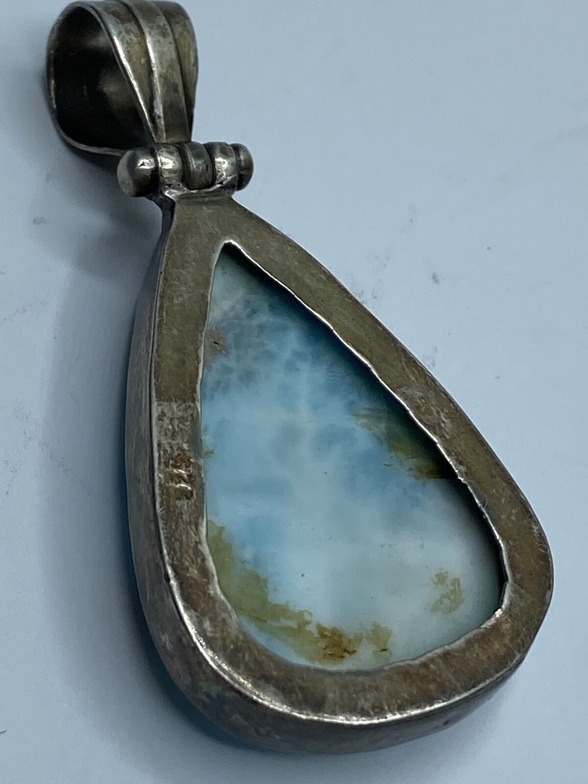 Sterling silver Larimar Large Teardrop Pendant 17… - image 4