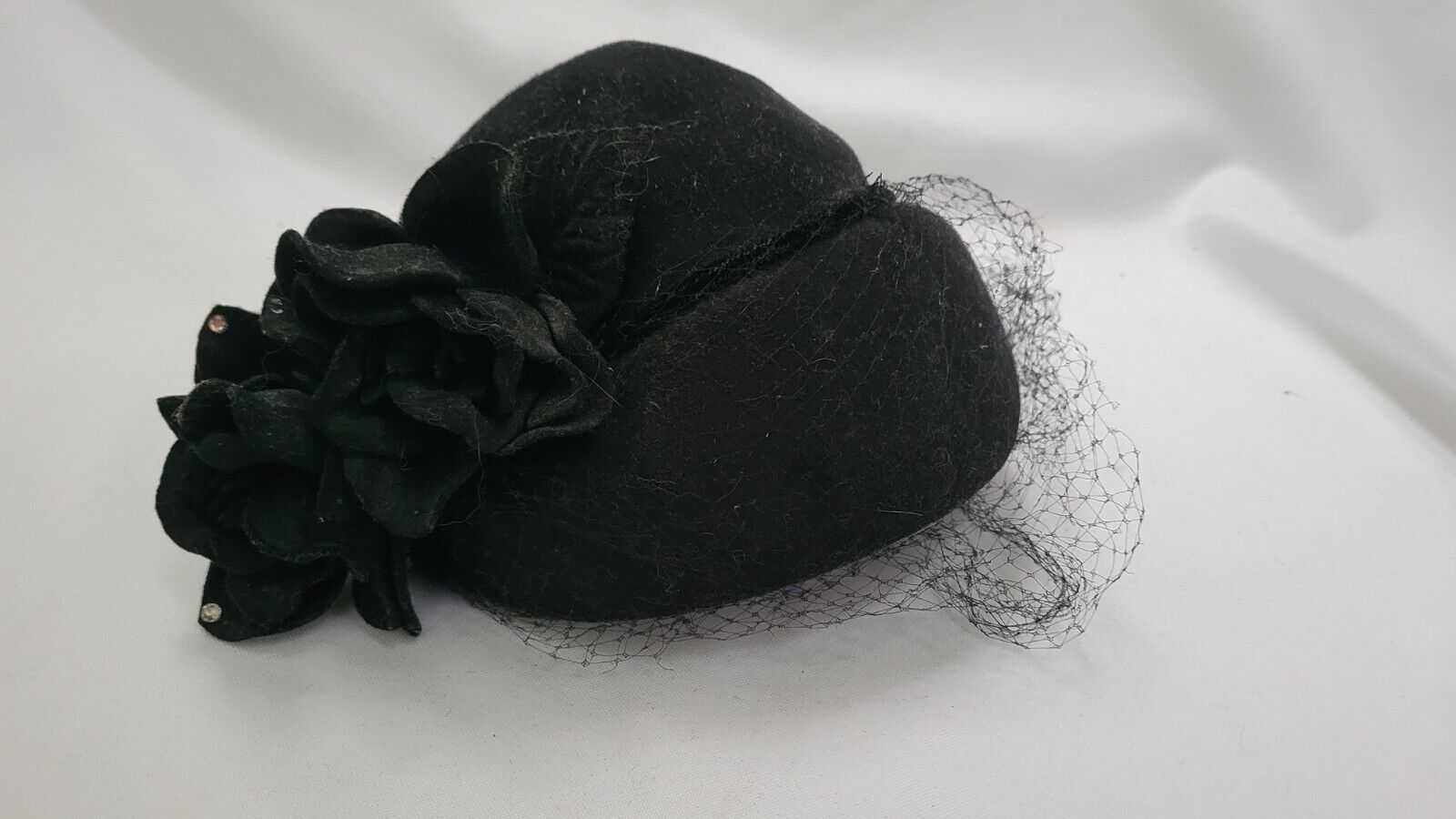 Antique Vintage Stylish 30's 40s Women's Hat Blac… - image 2