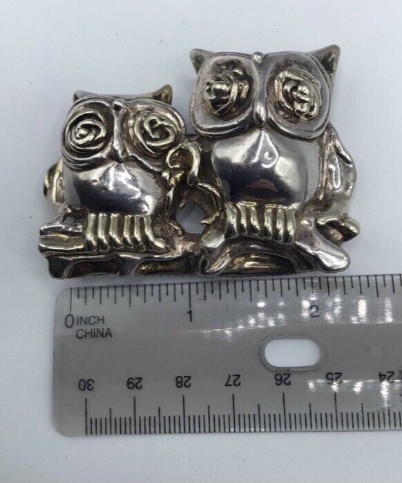 Sterling Silver Owl Brooch - image 4