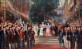 The opening by Queen Victoria of the Great Exhibition in Hyde Park, London, in 1851.