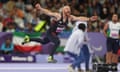 Daniel Pembroke of Team Great Britain lets the javelin fly during the F13 competition.