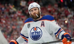 Edmonton Oilers center Leon Draisaitl skates on the ice during Game 7 of the Stanley Cup final. 