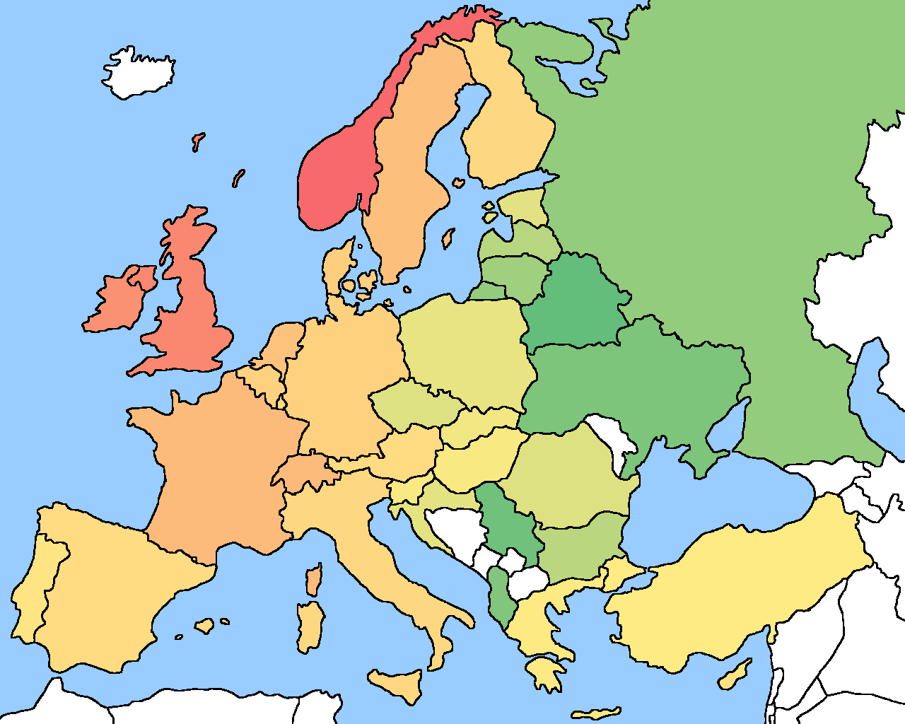 Mapa Vazio Politico De Europa Com Cores Diferentes Para Cada Pais Images